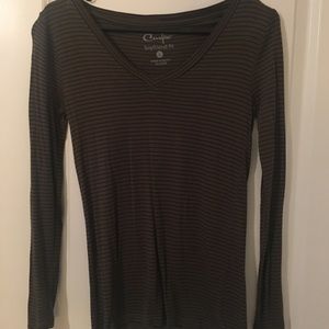 Green and black striped top